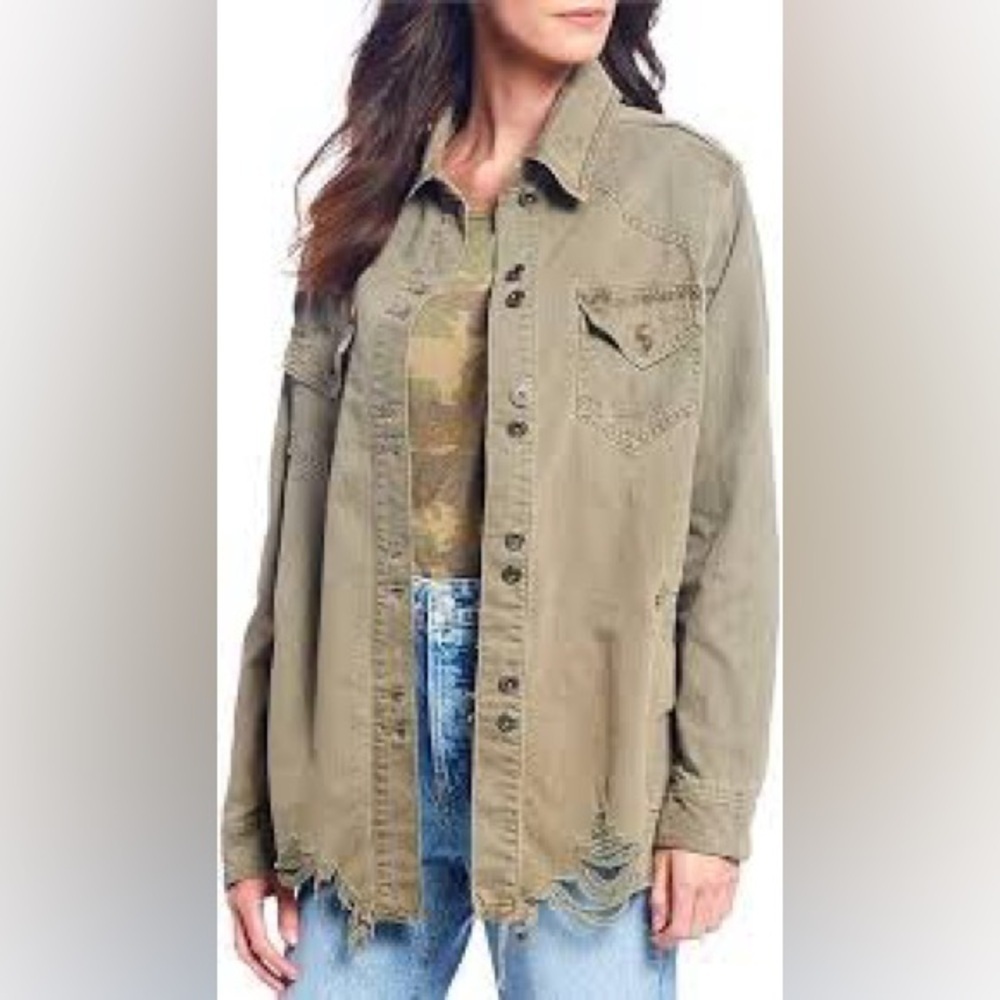 Free People Womens Moonchild Denim Cold Weather Shirt Jacket, small.